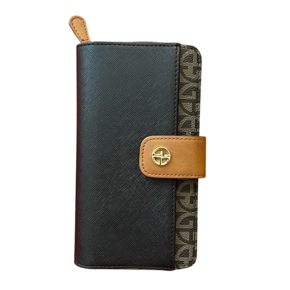🤎Giani Bernini Black and Brown Wallet with Gold Accent. Several dividers. - Picture 1 of 13